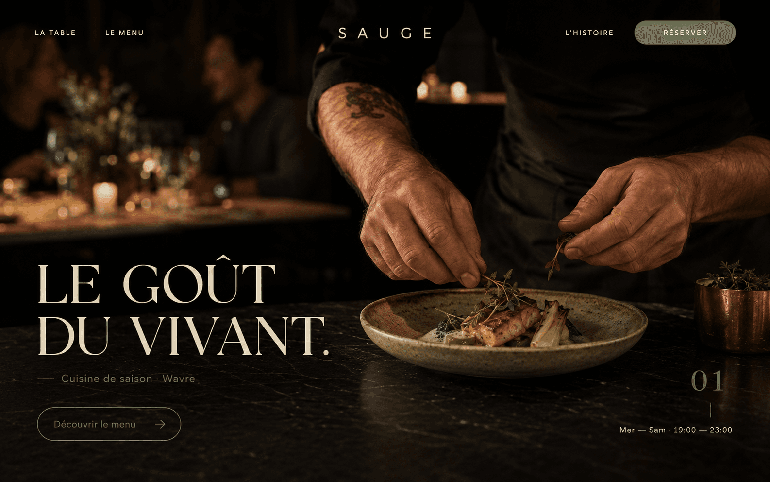 Template de site web Le Goût du Vivant pour un restaurant à Wavre