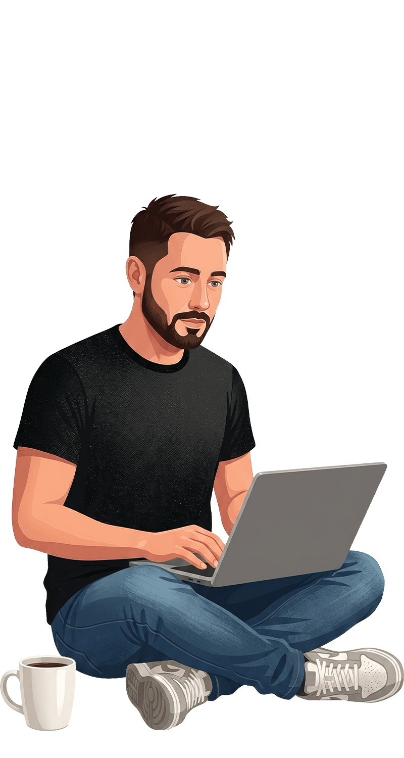 Illustration de Sébastien, designer et créateur de sites chez Brewyart
