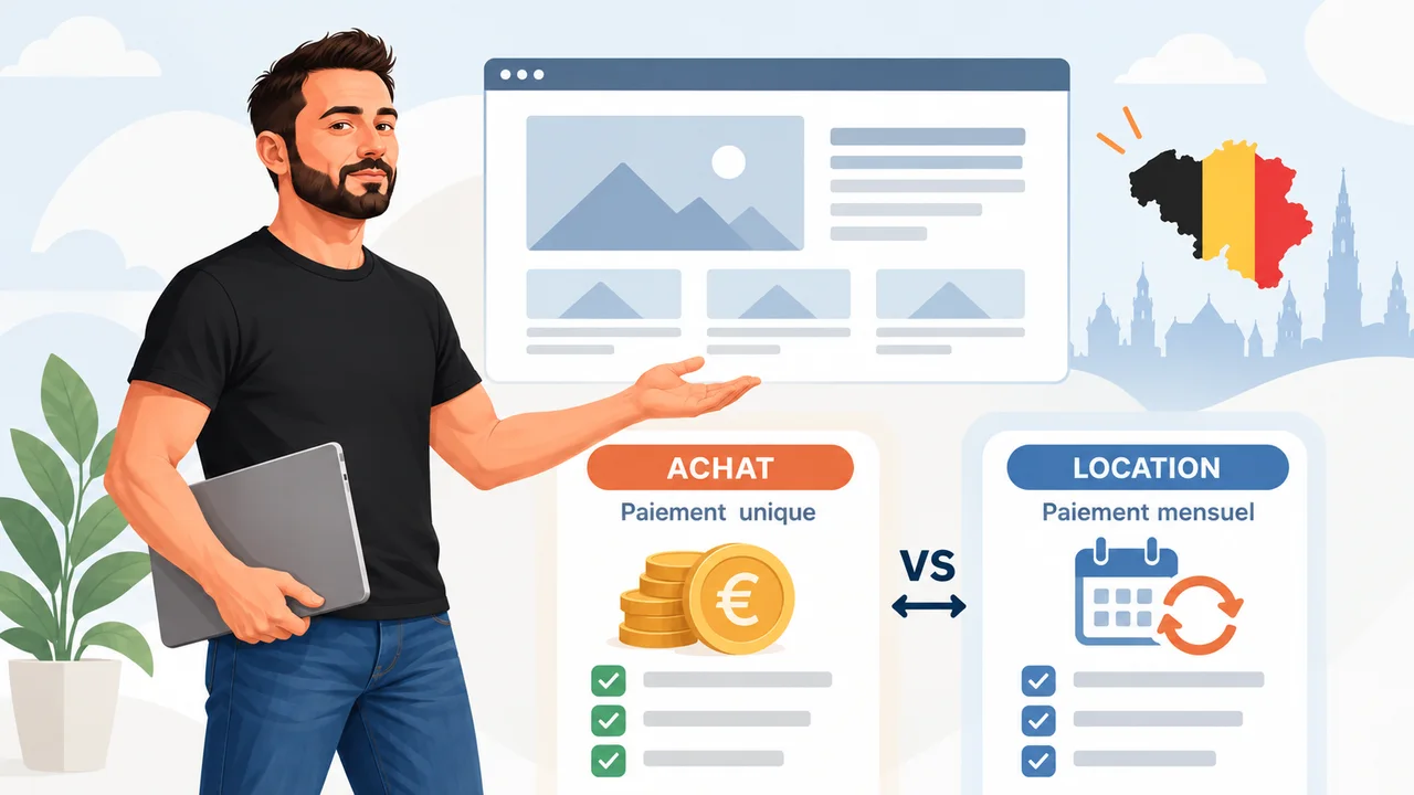 Illustration : le vrai coût d'un site web en Belgique, location ou achat