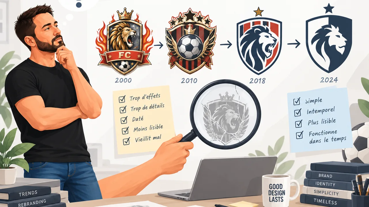Illustration : les logos de clubs sportifs et leurs effets datés des années 2000