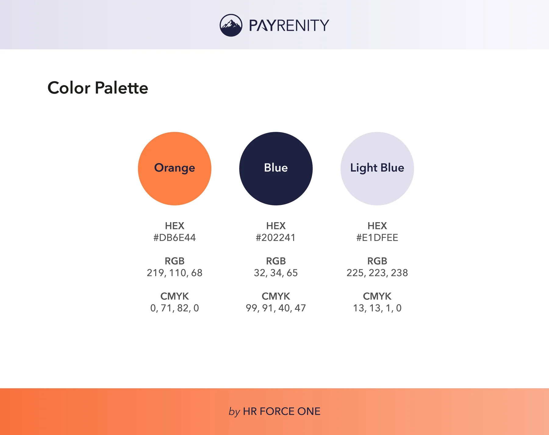 Palette de couleurs officielle de Payrenity