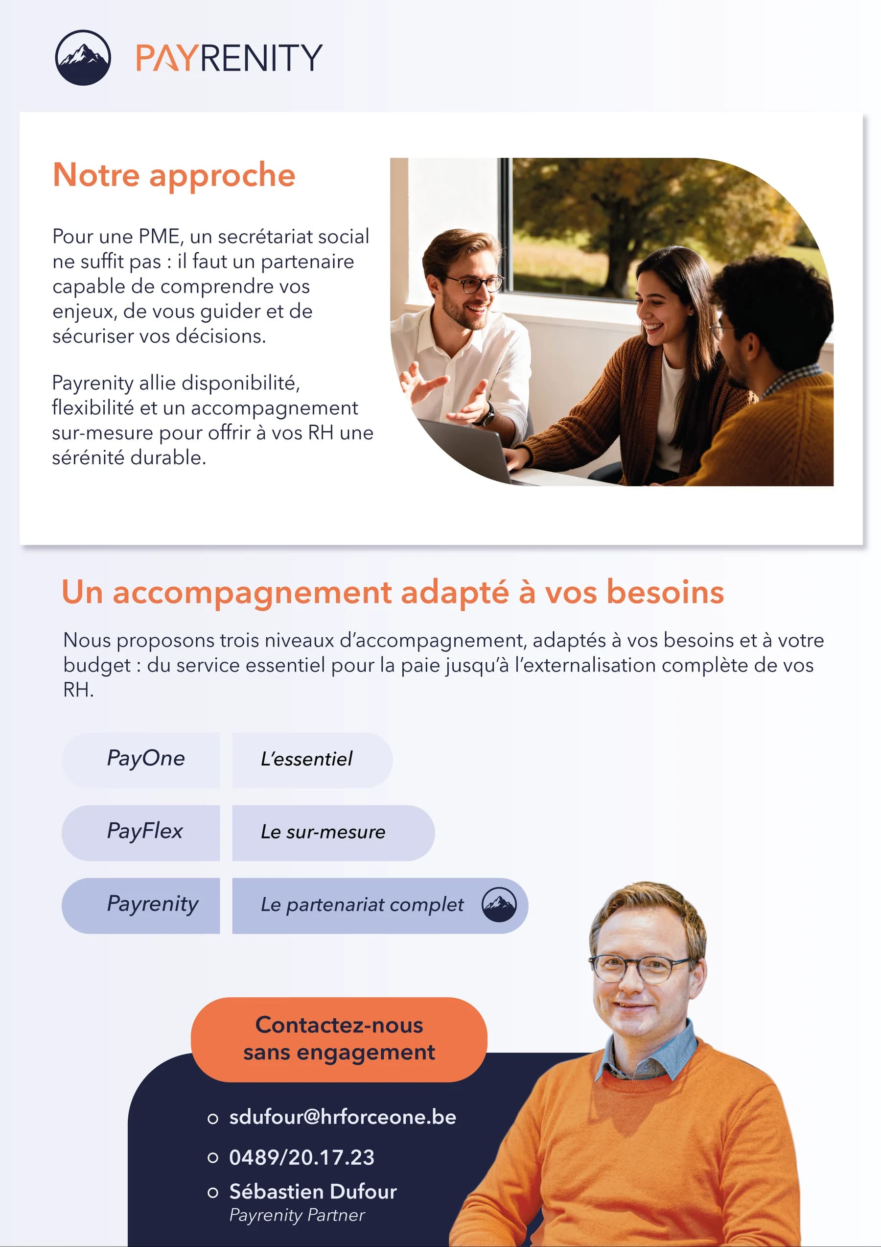 Deuxième page du one-pager présentant l’approche Payrenity